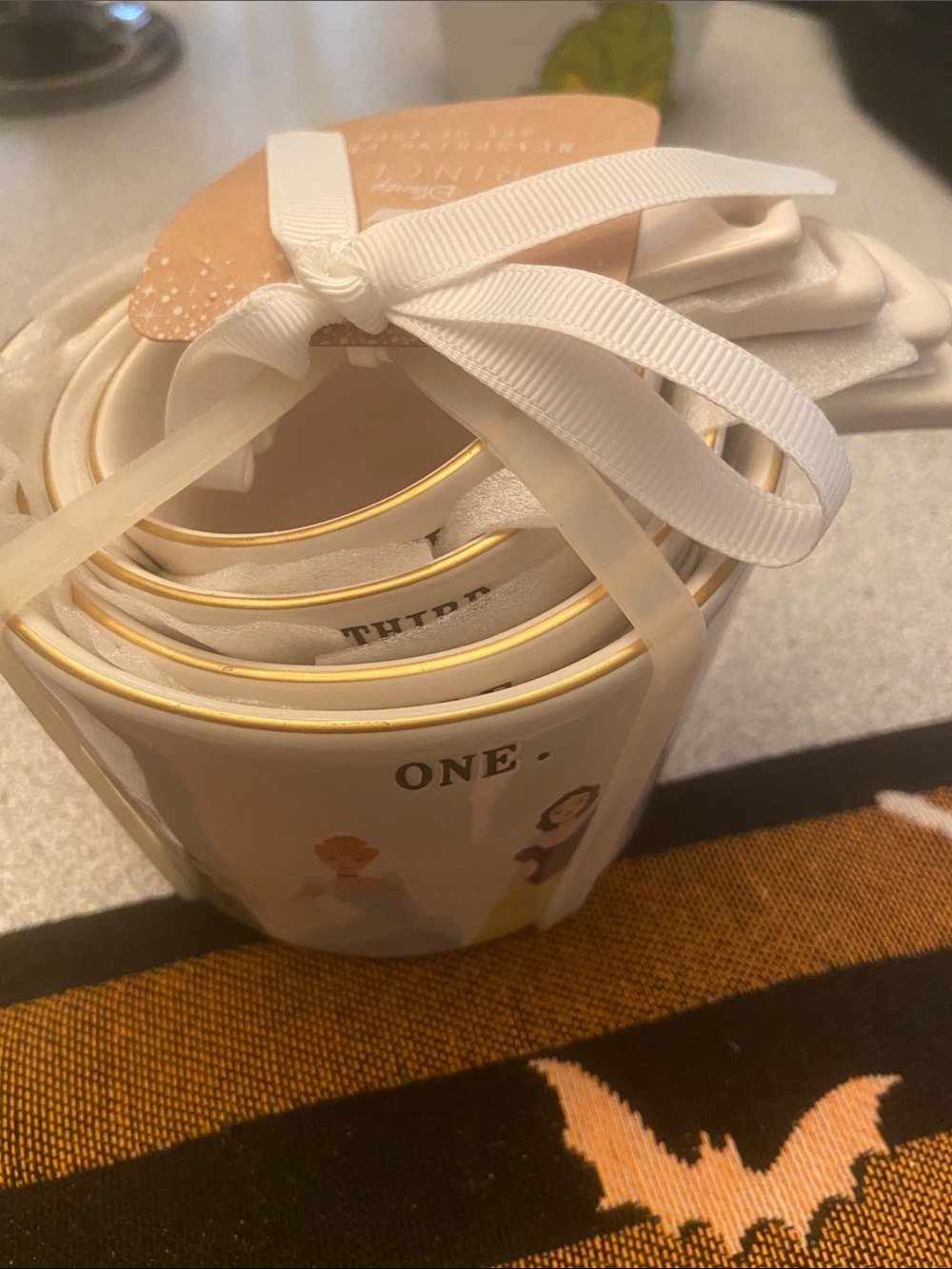 Elegant White and Gold Stacking Cups - Party Set measuring cup princess